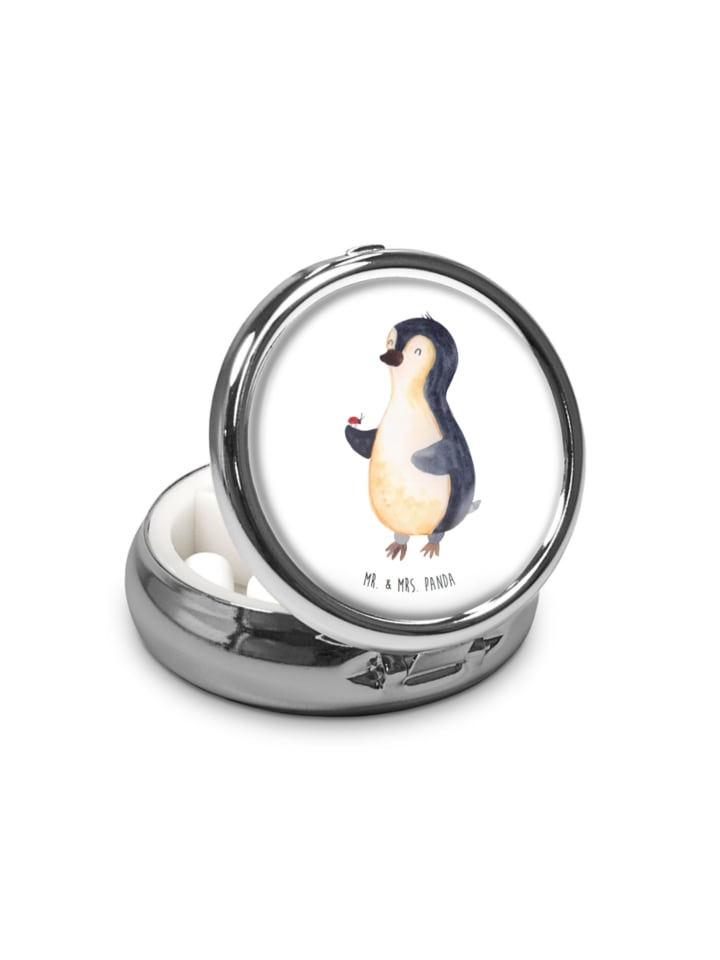 Tablettenspender Pinguin Marienkäfer ohne Spruch in Weiß
