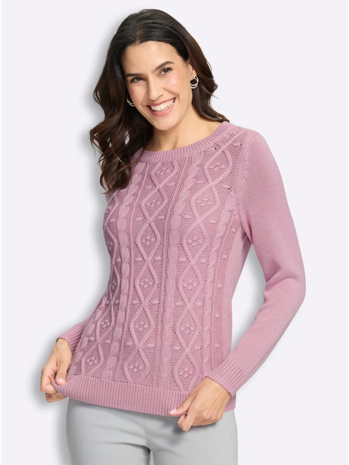 Rundhals-Pullover in rosé