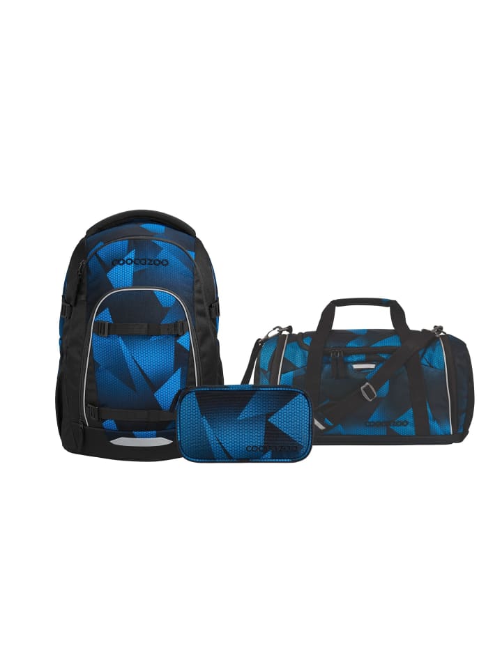 Schulrucksack-Set MATE "Electric Ice" 3-tlg. in Schwarz/Blau