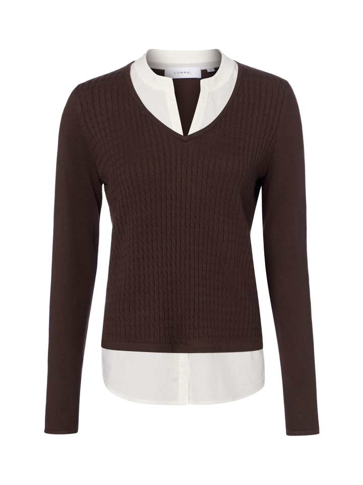 Strick-Blusenshirt in schlamm - 0002