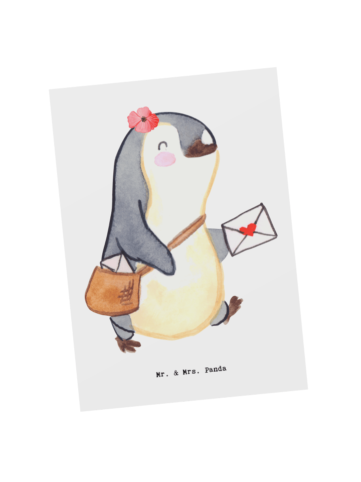 Postkarte Postbotin Herz ohne Spruch in Weiß