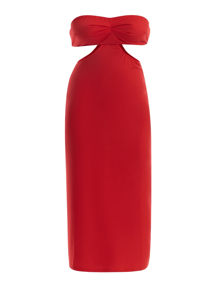 Damen Midikleid Mit Cut-Outs in Rot