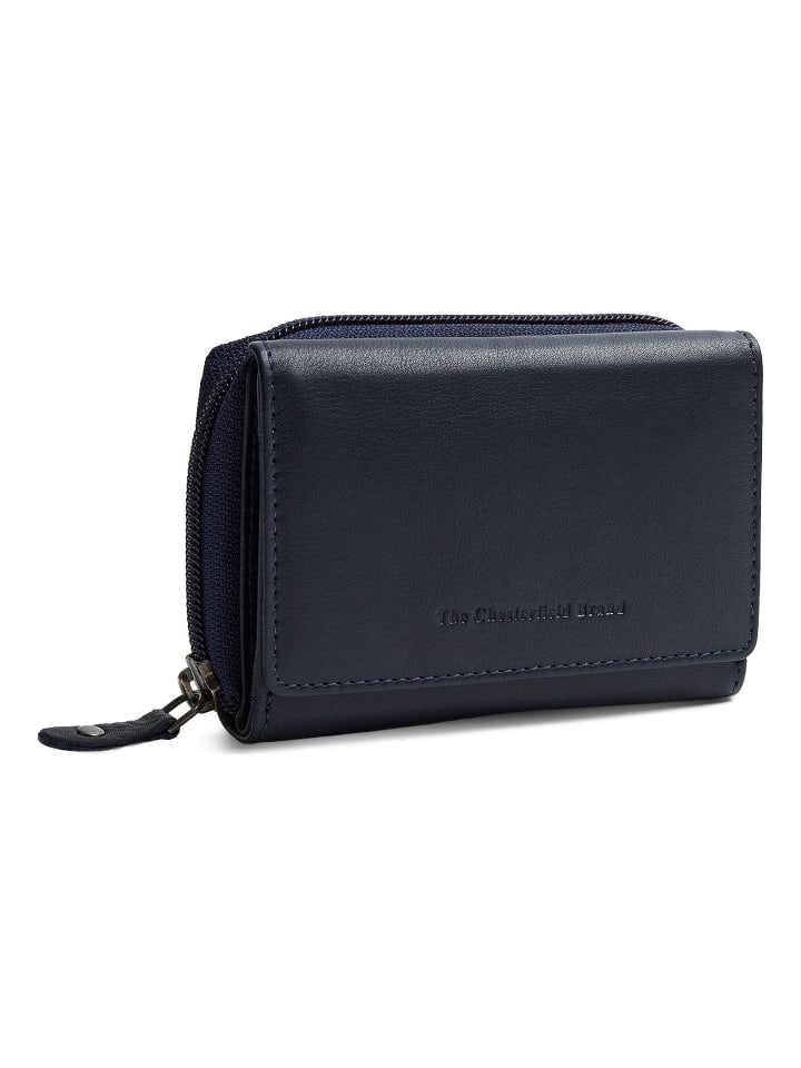 Zelan Geldbörse RFID Schutz Leder 12 cm navy