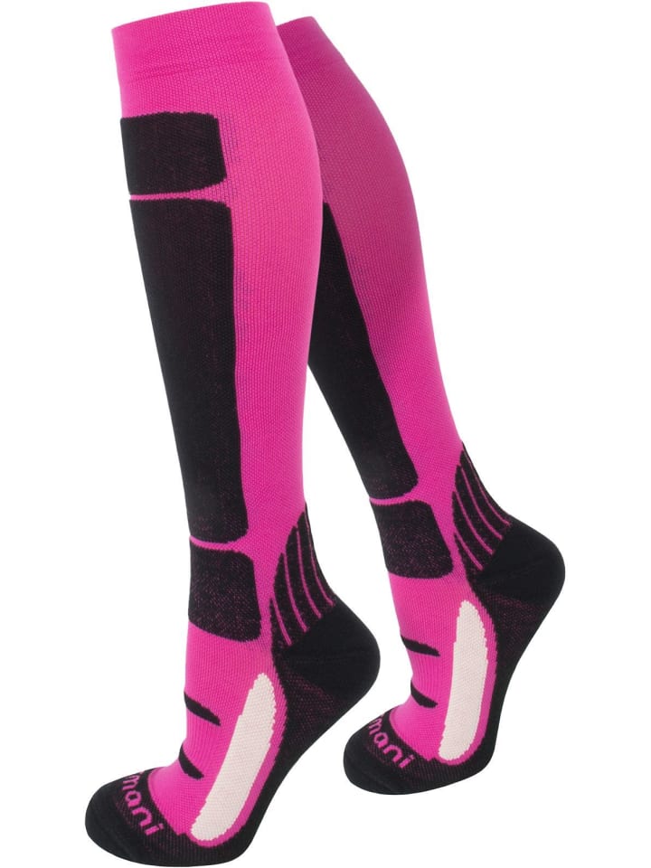 Sport- und Reisekniestrümpfe Fashion in Schwarz/Pink
