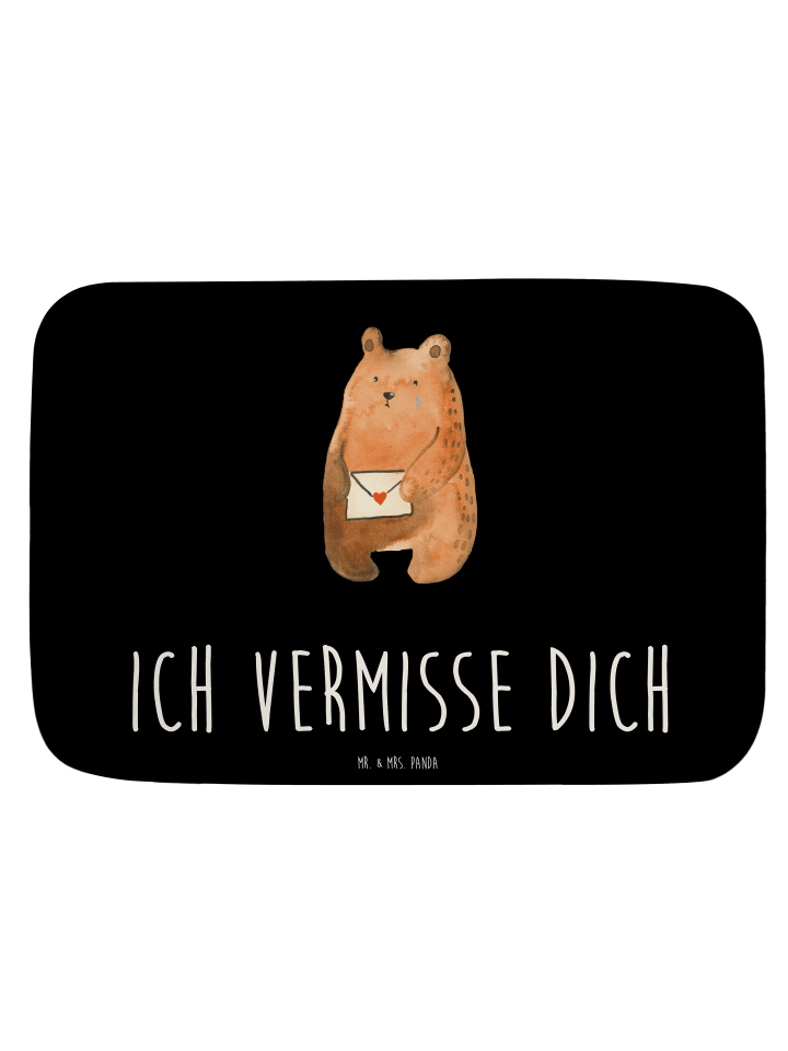 Badeteppich Bär Vermissen mit Spruch in Schwarz