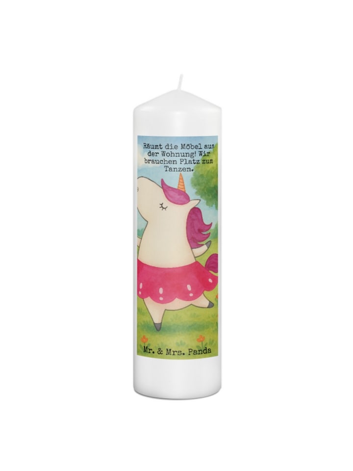 Kerze Einhorn Ballerina Design mit Spruch in Weiß