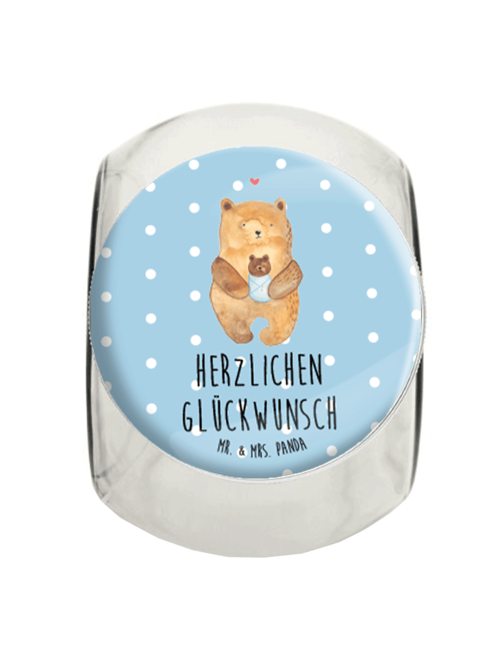 Bonbonglas Bär Baby mit Spruch in Blau Pastell