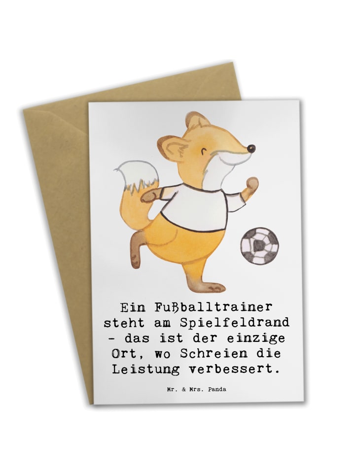 Klappkarte Fußballtrainer Energie mit Spruch in Weiß
