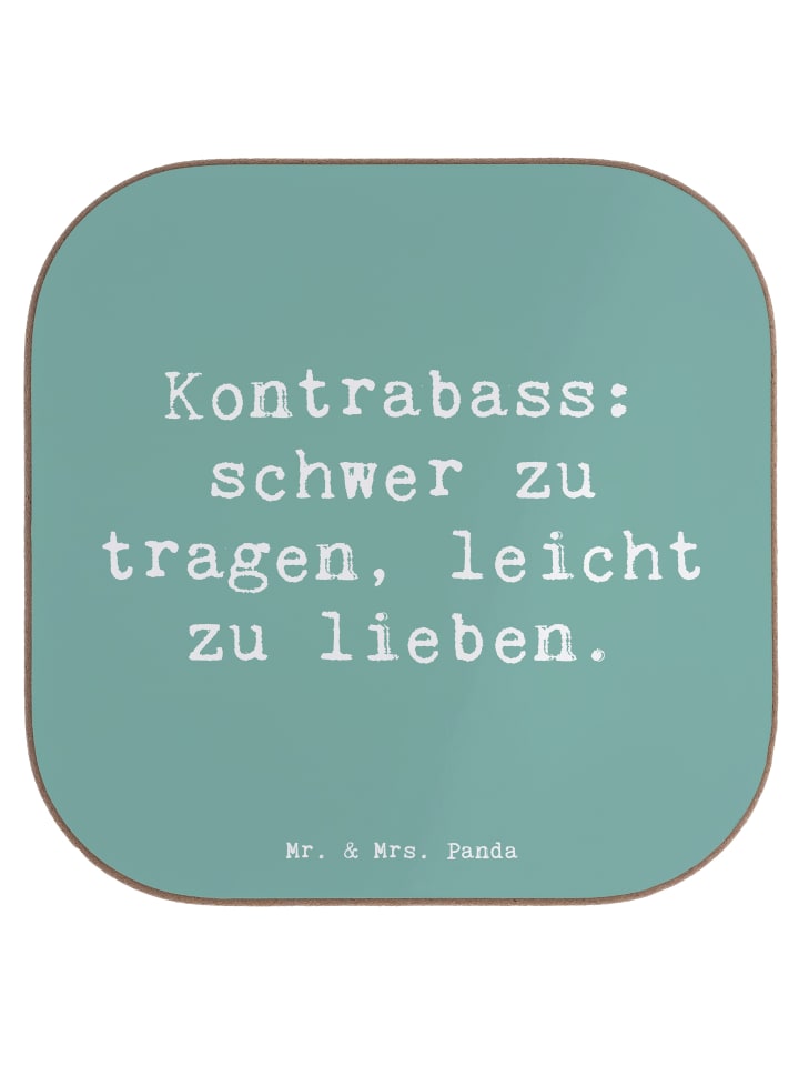 Glasuntersetzer Spruch Kontrabass Liebe mit Spruch in Meeresbrise