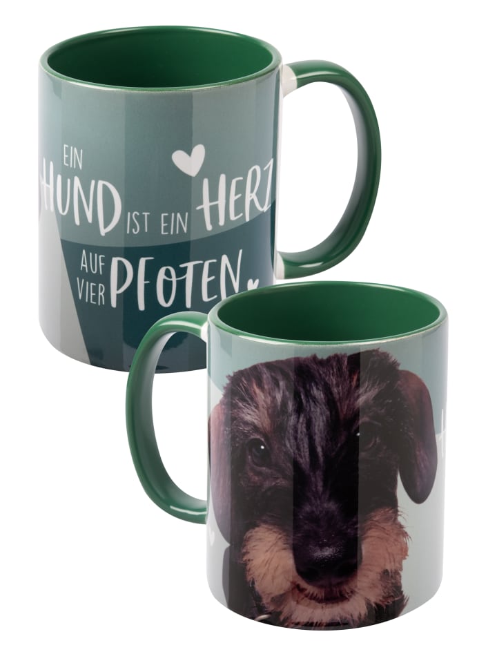 Hunde Tasse - Dackel Ein Hund ist ein Herz auf vier Pfoten 320 ml in grün