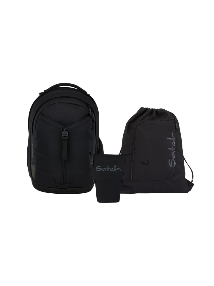 Schulrucksack-Set MATCH "Blackjack" 3-teilig in Schwarz