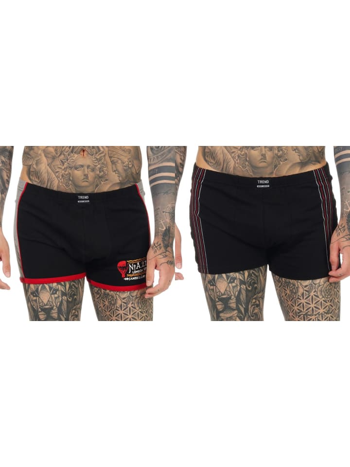 Unterhosen Retro Pants sportlichem Design - 66502 in Ringel schwarz/weiß