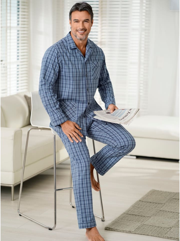 Pyjama in blau-kariert