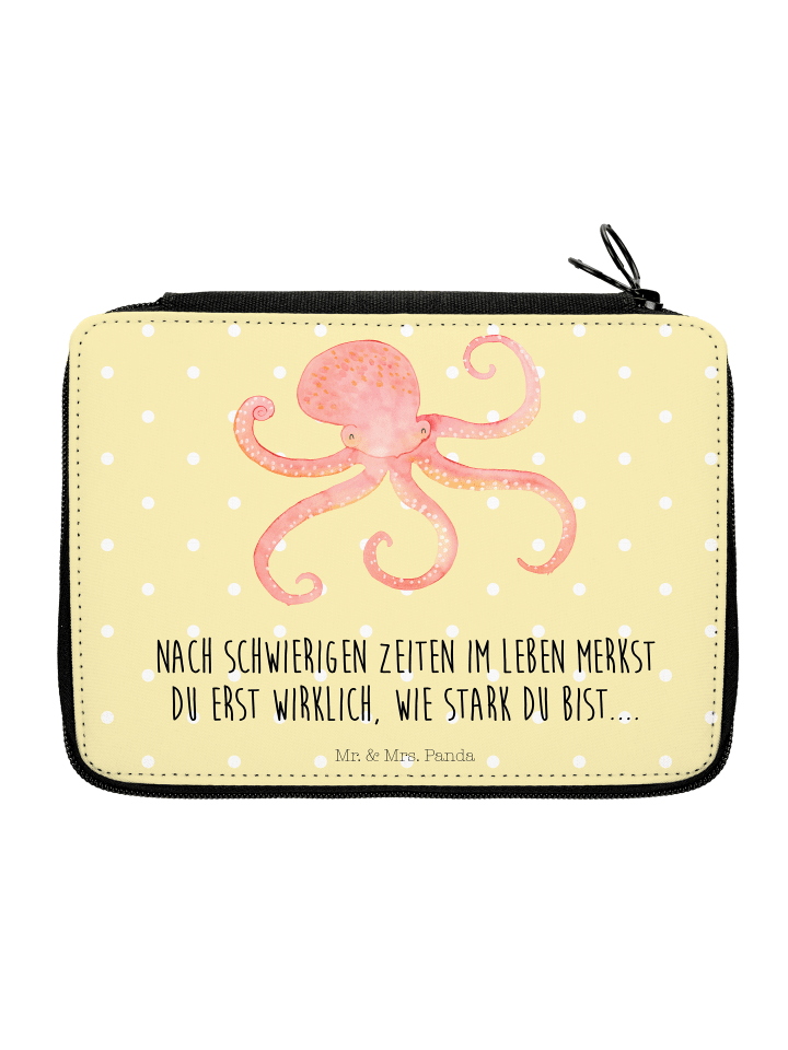Bleistiftetui Tintenfisch mit Spruch in Gelb Pastell