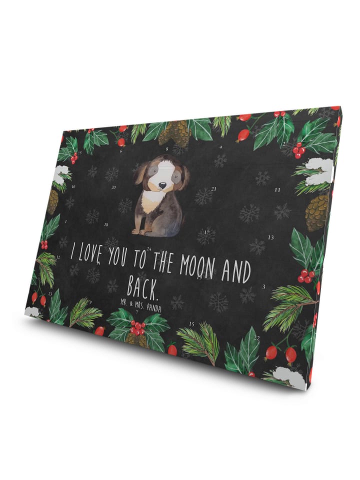 Tee-Adventskalender Hund Entspannen mit Spruch in Kreidetafel