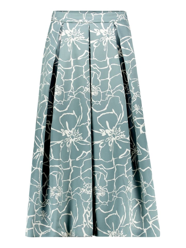 Faltenrock mit Jacquard in Petrol/Cream