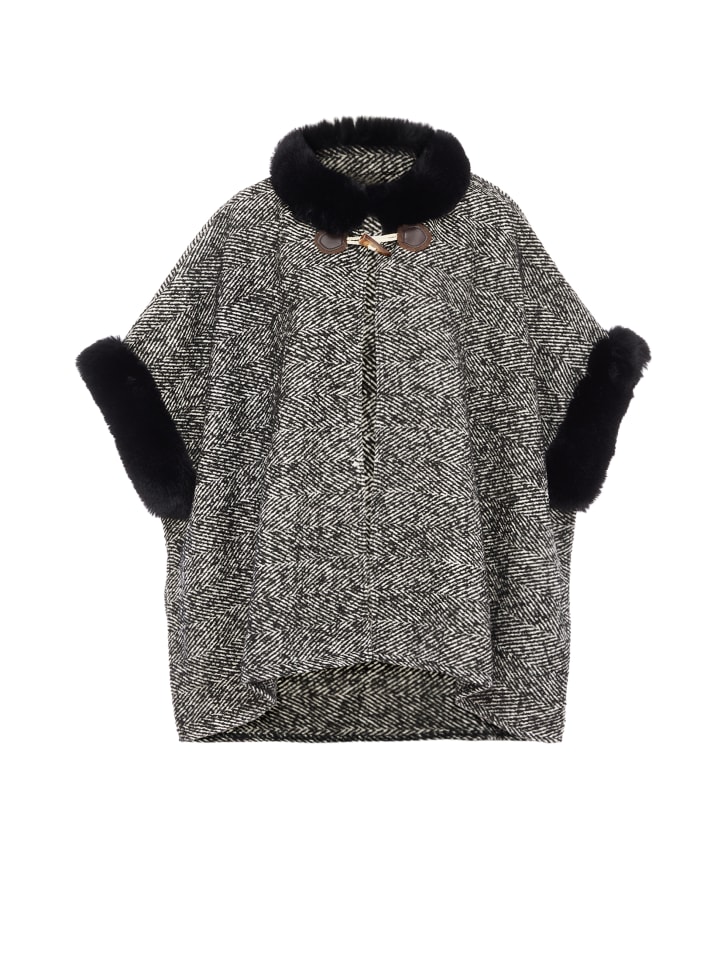 Women Poncho in Schwarz