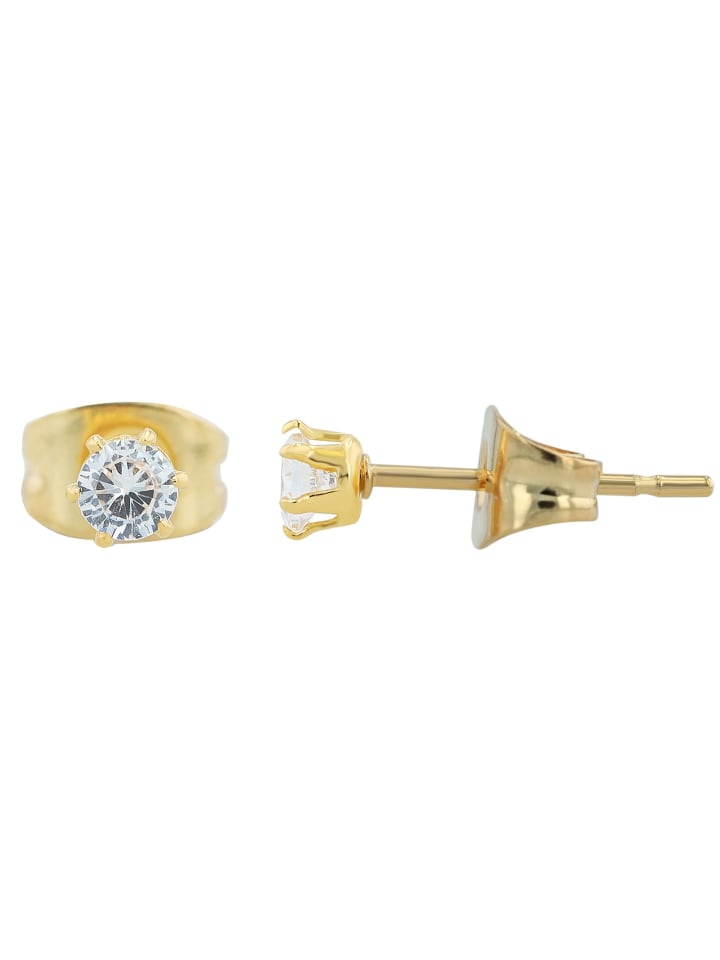 Damen Ohrringe – Ohrstecker aus Edelstahl mit Zirkonia in gold