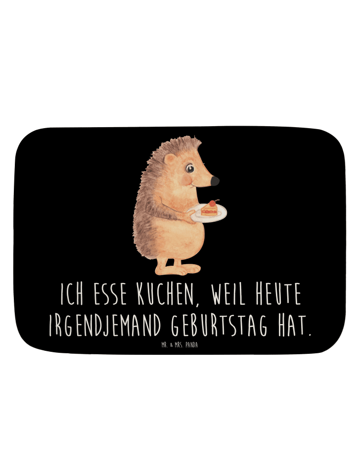 Badteppich Igel Kuchenstück mit Spruch in Schwarz