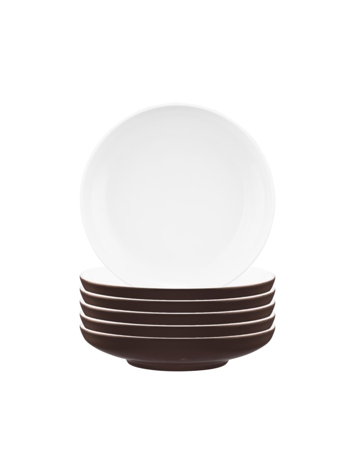 6er Set Suppenteller Sento Home Pure Colors in Chocolate Brown ø 21,3 cm