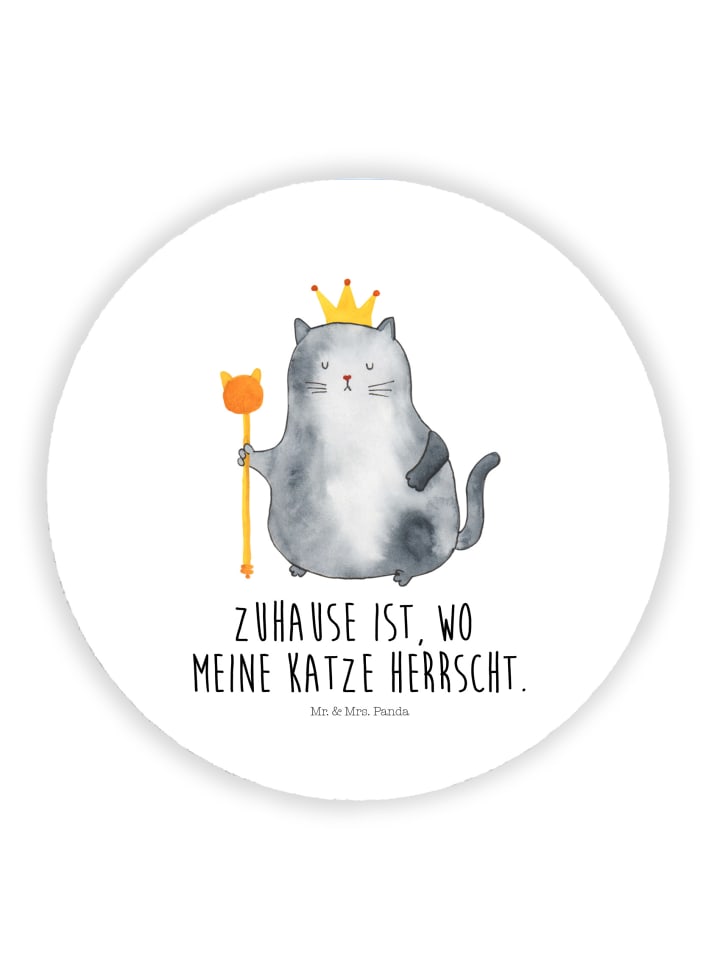 Magnet Katze König mit Spruch in Weiß