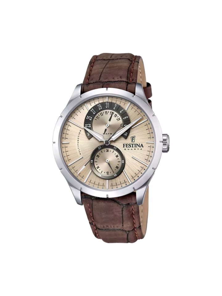 Edelstahl Quarz Lederarmband Herrenuhr 45mm