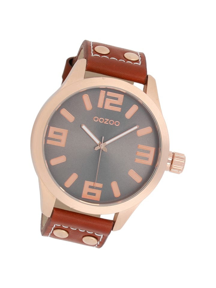 Analog-Armbanduhr Oozoo Timepieces braun extra groß (ca. 51mm)