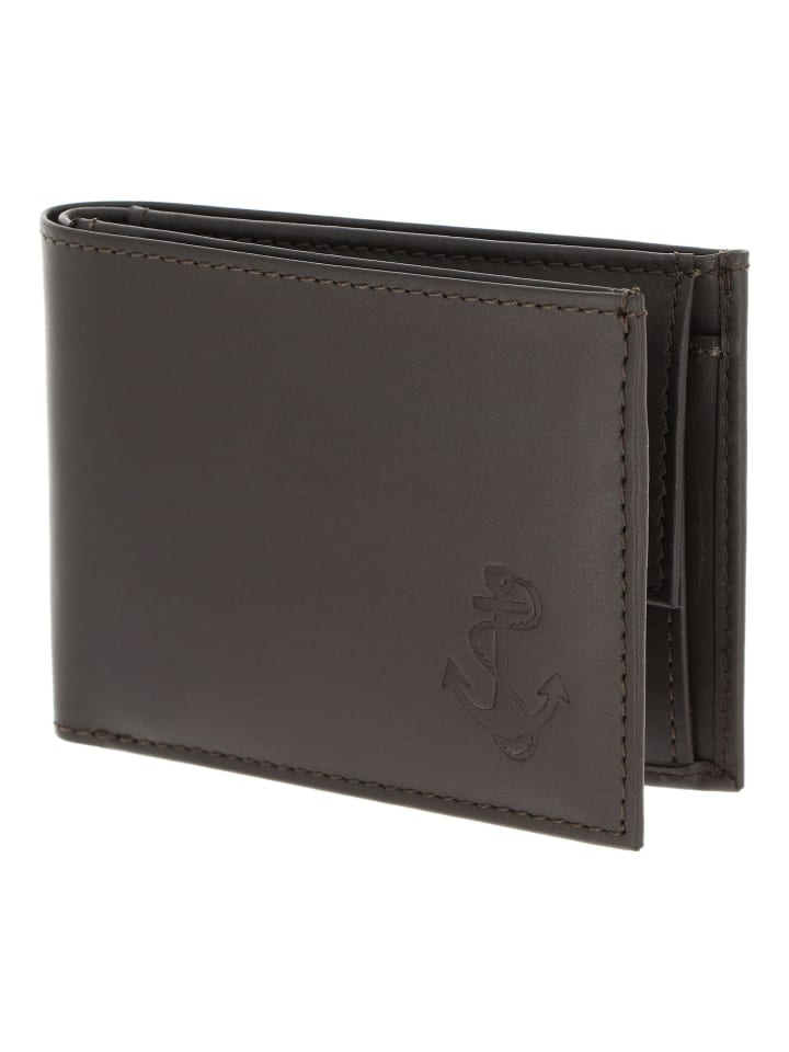 Leather Geldbörse RFID Schutz Leder 11 cm braun-freedom anchor