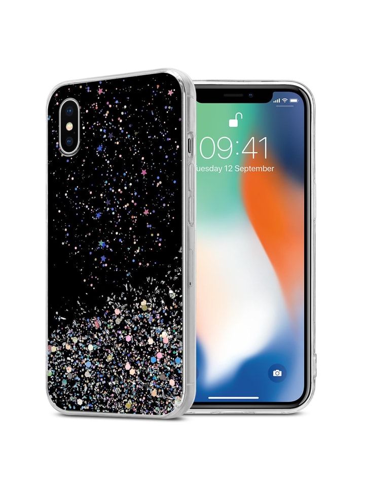 Hülle für Apple iPhone XS MAX Glitter in Schwarz mit Glitter