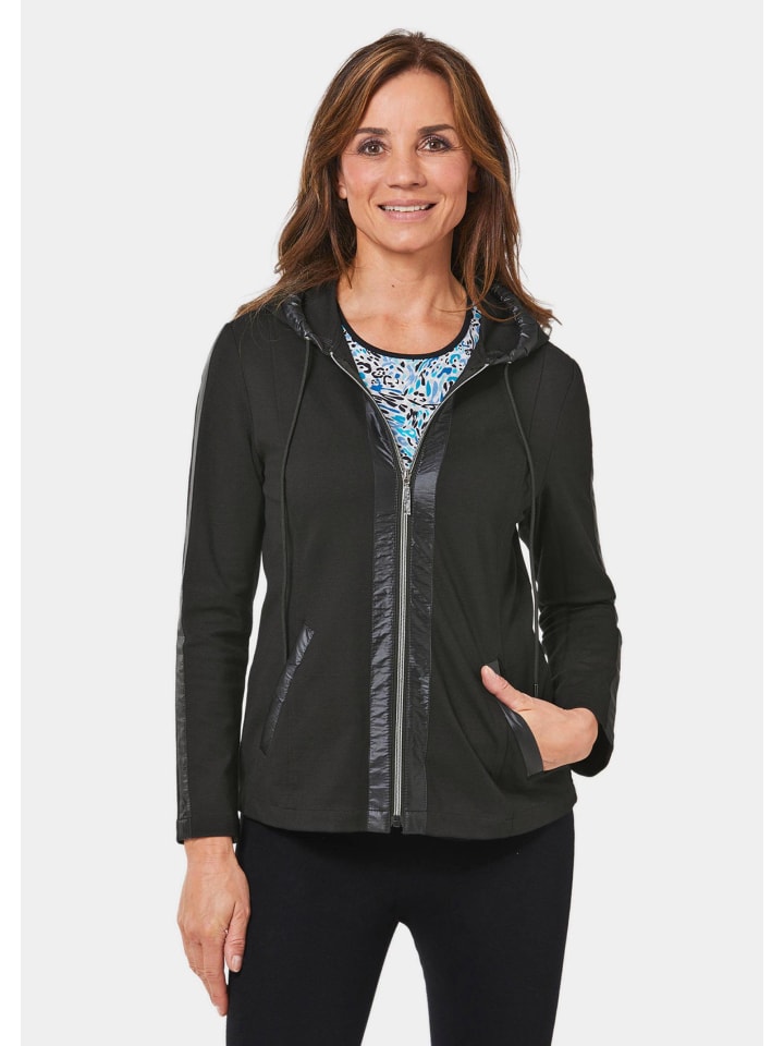 bequeme Freizeitjacke mit Kapuze in schwarz