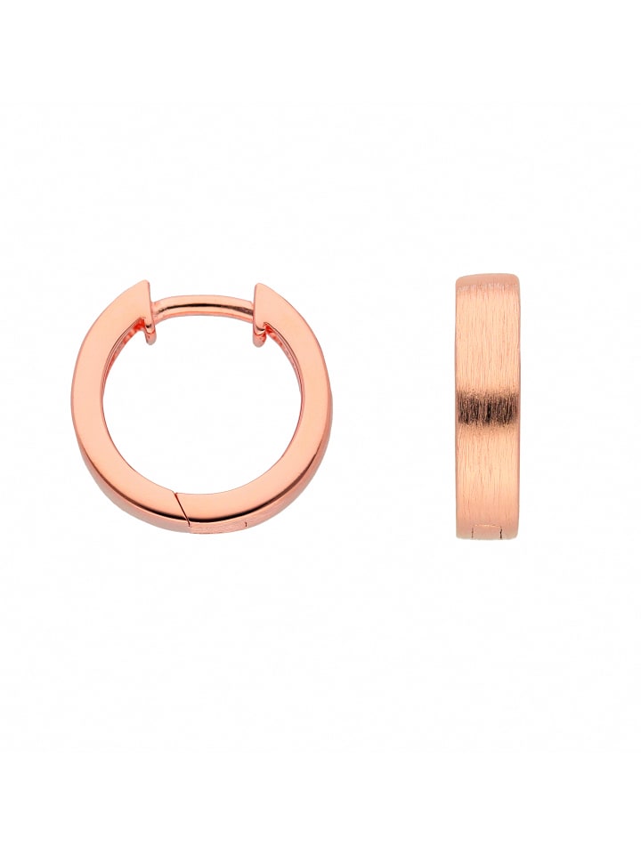 Damen 925 Silber Ohrringe / Creolen Ø 14 mm in rose