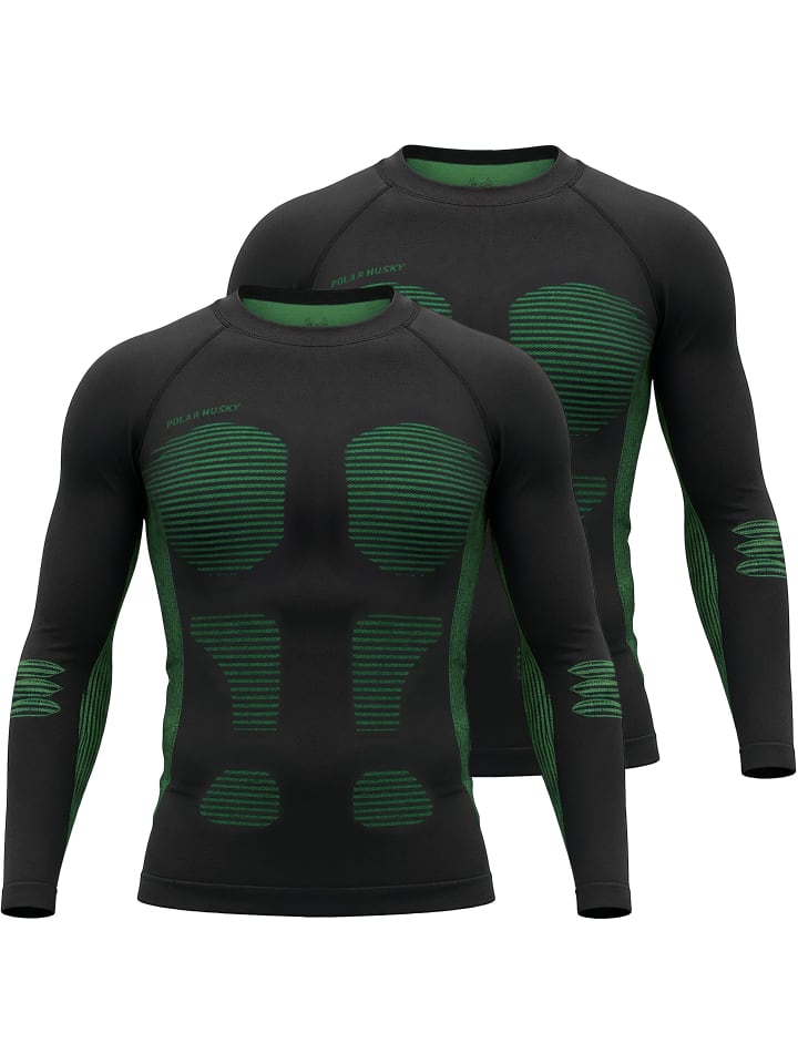 2x Herren Thermo Langarmshirt in Grün
