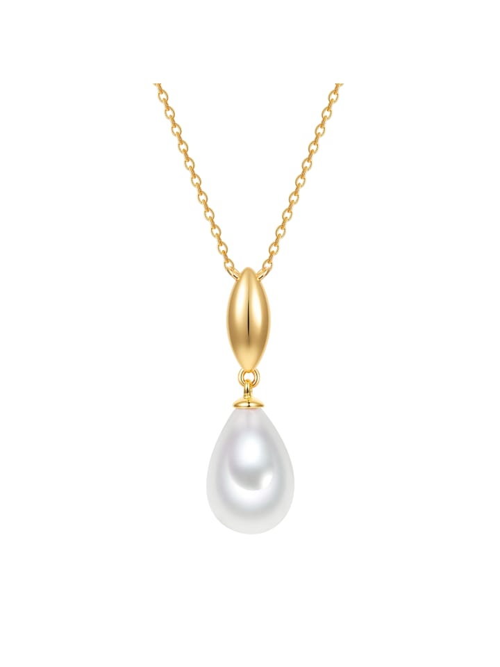 Kette aus Messing mit Glasperle in weiß