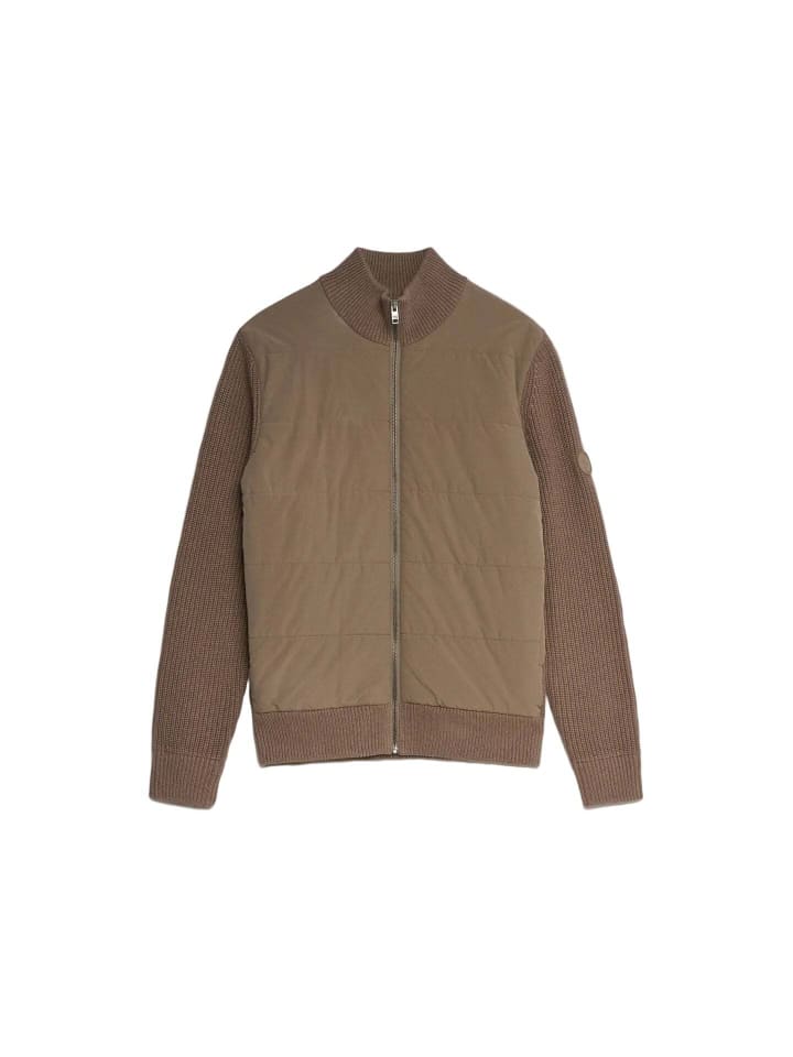 Steppjacke Strickjacke mit Steppdetails in Medium Beige