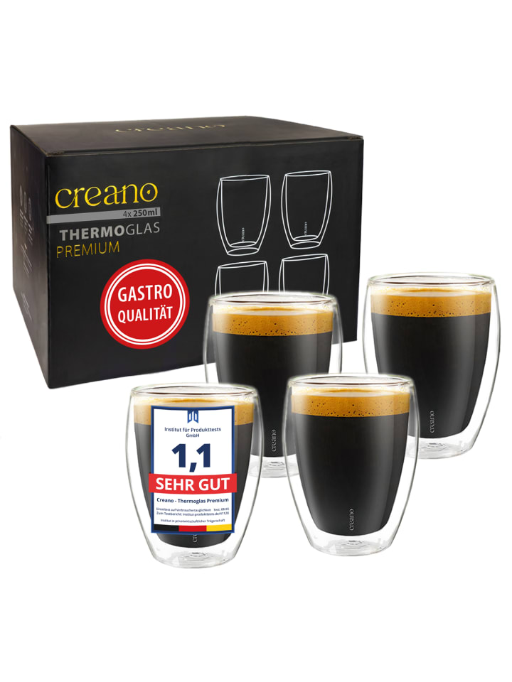 4er Set 250ml PREMIUM-GLÄSER GASTRO-QUALITÄT, spülmaschinenfestes Glas