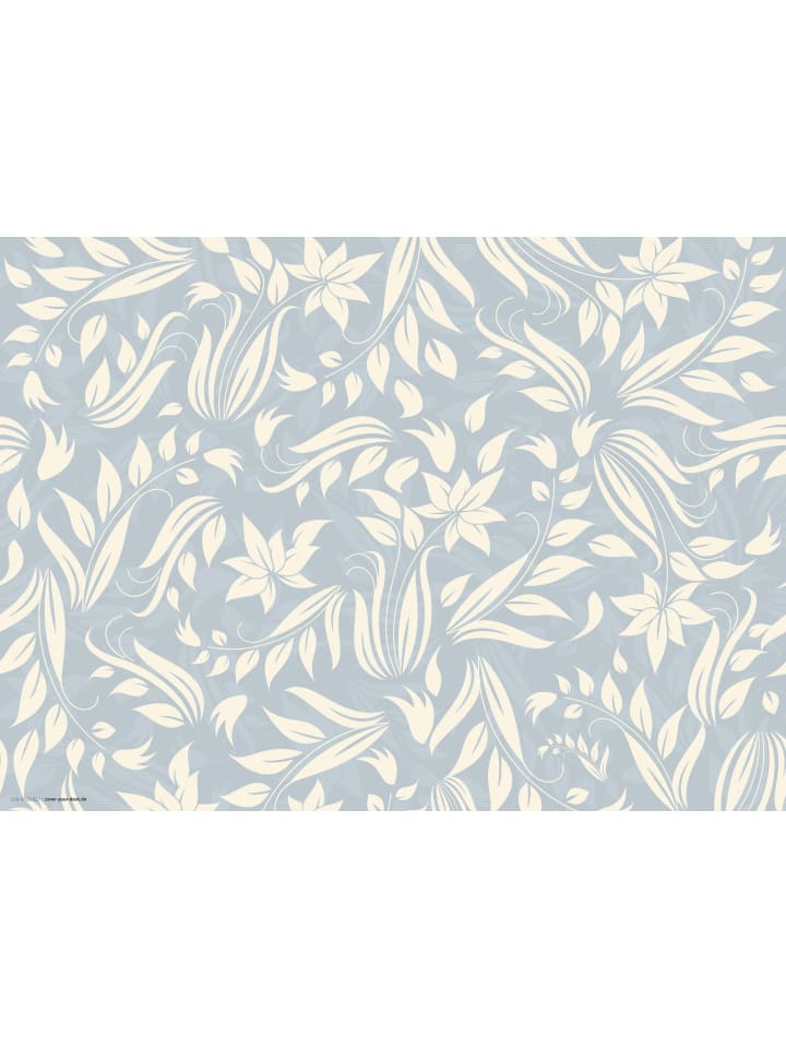 Tischsets I Platzsets abwaschbar - Florales Muster in Hellblau - aus erstklassigem Vinyl (Kunststoff Ð BPA-frei) - 4 Stück - 44 x 32 cm - rutschfeste Tischdekoration