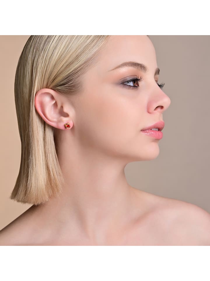 Damen Ohrringe – Ohrstecker aus Edelstahl mit Strass Steinchen in gold
