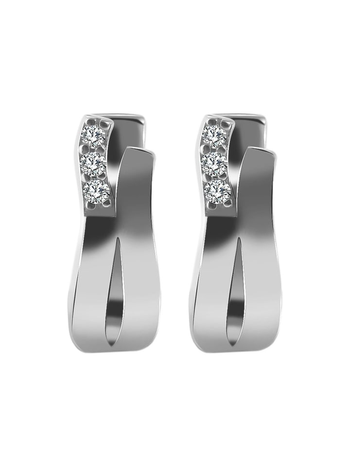 Damen Ohrringe – Klappcreole aus 925 Silber mit Zirkonia in silber
