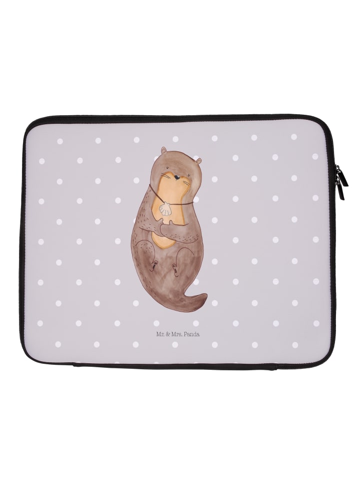 Laptop Hülle Otter Muschel ohne Spruch in Grau Pastell