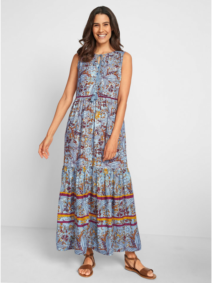 Druck-Kleid in zartmint-bordeaux-bedruckt