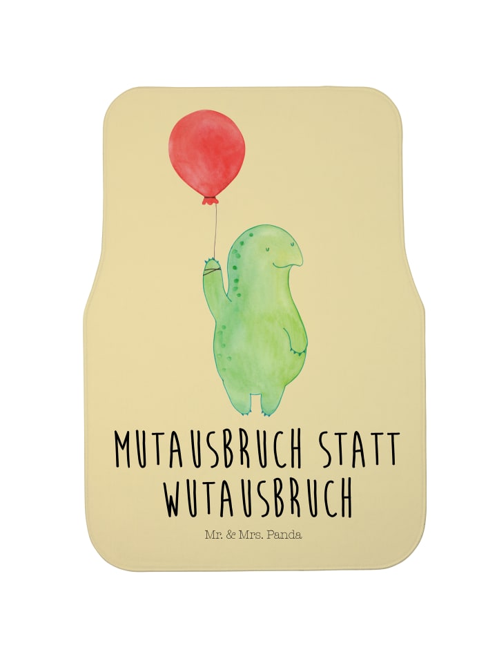 Auto-Fußmatte Schildkröte Luftballon mit Spruch in Gelb Pastell