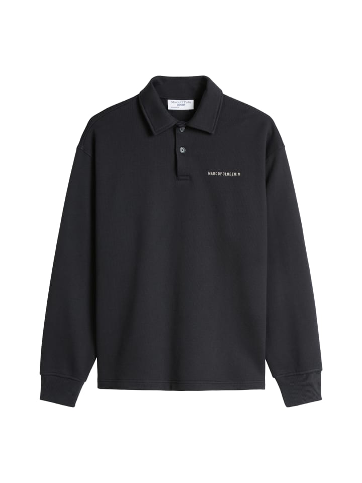Polo-Sweatshirt relaxed in Schwarz