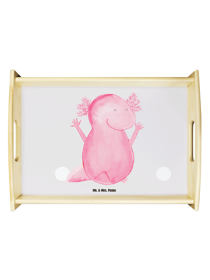 Dekotablett Axolotl Hurra ohne Spruch in Grau Pastell
