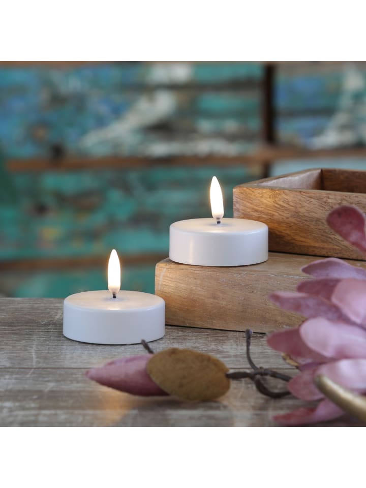 Uyuni 2x LED Maxi/XL Teelicht Thea Uyuni Timer dimmbar D: 6,1cm H: 5cm weiß günstig kaufen