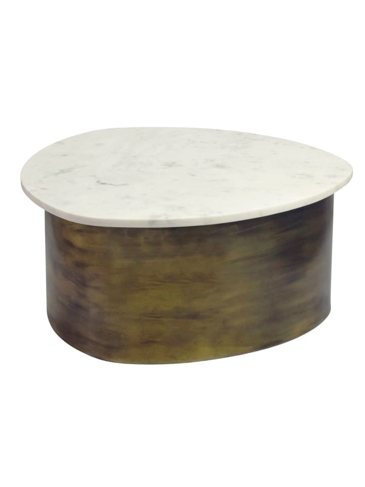 Couchtisch in Gold / Marmor / 63x63x30