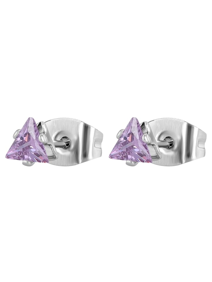 Damen Ohrringe – Ohrstecker aus Edelstahl mit Zirkonia in silber