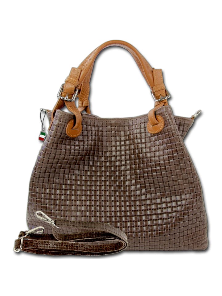 Florence Handtasche, Umhängetasche Leder dunkelbraun ca. 31cm