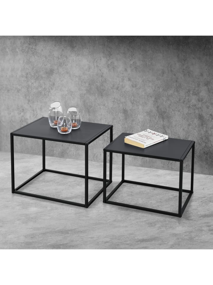 2er-Set Beistelltisch Archsum in Schwarz (H)35cm (B)45cm (T)35cm