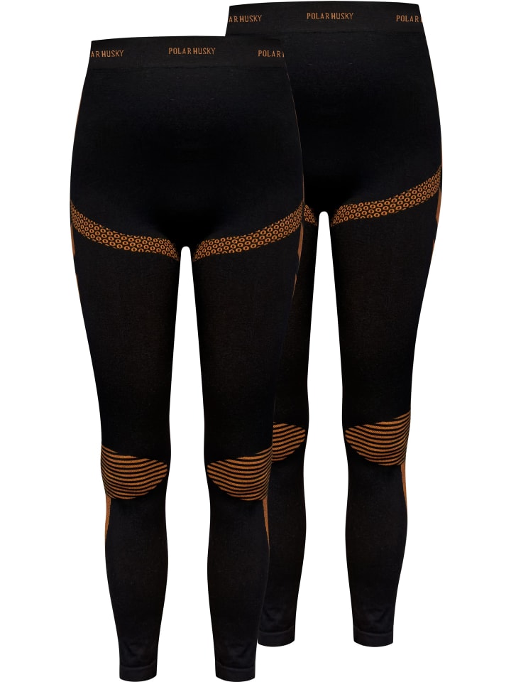 2 x Lange Unterhosen Ski- und Thermounterwäsche in Schwarz/Orange