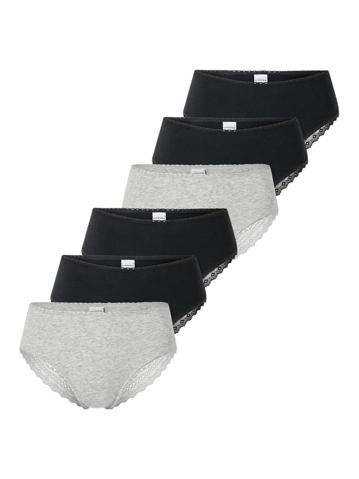 Slip 6er Pack in Schwarz/Grau